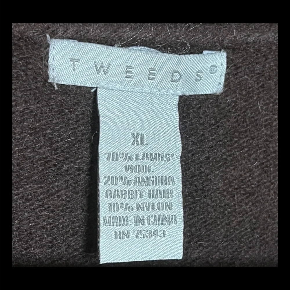 Tweeds Cardigan Womens XL** Lambswool Rabbit Hair Brown Single Button Modest - Picture 4 of 6